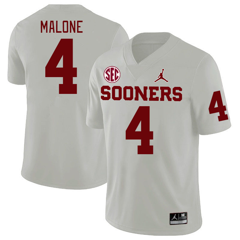 #4 Dez Malone Oklahoma Sooners 2024 SEC Conference College Football Jerseys-White